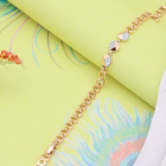 Rose Gold Designer Bracelet with Sparkling Half-Circle Charms, XPBL0703 - Picture 6 of 12